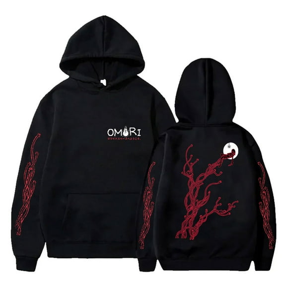 Omori Logo Hoodies Red Hands Merch Pullovers Winter Women Men Fashion Streetwear Hooded Sweatshirts