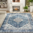 thumbnail image 2 of HOMCOM 8x10 Area Rug, Vintage Machine Washable Rug, Non-Slip Floor Carpet for Living Room, Bedroom, Dining Room, Home Office, Blue, 2 of 9