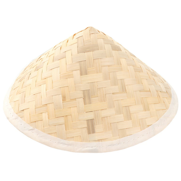 Tinksky 23.5x14.5cm Traditional Chinese Oriental Bamboo Straw Cone Garden Fishing Hat Adult Rice Hat for Children Kids, Adult Unisex, Size: One Size