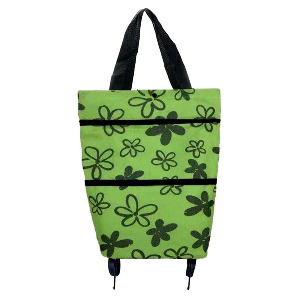 Large Shopping Wheels Bag Printed Tidy Food Organizer Grocery Cart