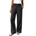 thumbnail image 3 of Breezora Straight Leg Woven Casual Pants for Women Summer Lightweight Pull On Trousers Comfortable Daily Work Bottoms with Pockets, 3 of 8