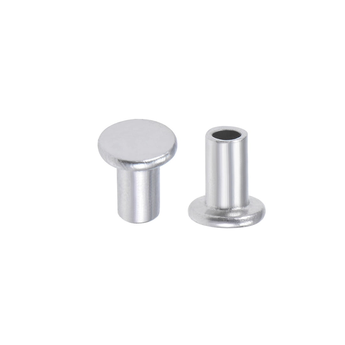 uxcell 100 Pcs M2 x 4mm Aluminum Flat Head Semi-Tubular Rivets Silver Tone