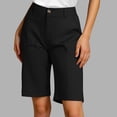 thumbnail image 2 of UVEASISHA Summer Shorts for Women Twill Casual Bermuda Shorts Solid Color Button Zip Short Pants with Pockets Ofertas Flash Black L, 2 of 7