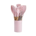 thumbnail image 2 of Kitchen Utensils Set 11Pcs Silicone Non-stick Barreled Cooking Utensils Set Silica Gel Utensil Wooden Handle Kitchenware Set, 2 of 5