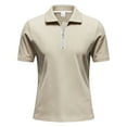 thumbnail image 2 of Afdoent Mens Polo Shirts Male Fashion Summer Corduroy Half Zip Lapel Short Sleeve Comfortable, 2 of 7