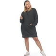 thumbnail image 3 of White Mark Plus Size Hooded Pullover Kangaroo Pocket Fleeced Textured Cozy Sweatshirt Dress, 3 of 5