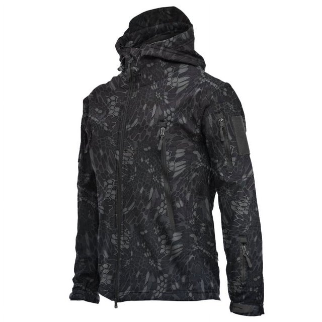 Abrigo de invierno cálido con capucha de camuflaje, de caparazón blando, de camuflaje, resistente al agua, al viento y al montañismo