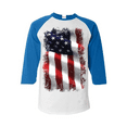 thumbnail image 1 of MmF - Mens Raglan Sleeve Baseball T-Shirts, up to Size 3XL - American Flag 4th of July, 1 of 4