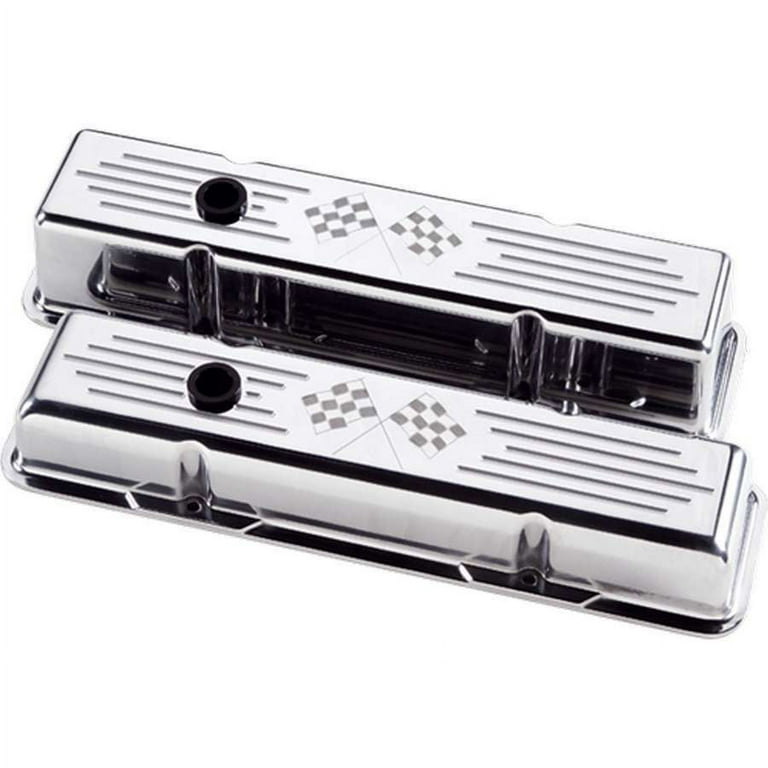 Billet Specialties SBC Short Checkered Flag Valve Cover Billet Specialties SBC Short Checkered Flag Valve Cover