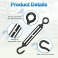thumbnail image 3 of Uxcell 4Pcs M6 Hook and Eye 304 Stainless Steel Turnbuckle Wire Rope Tension, Black, 3 of 6