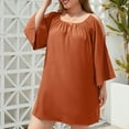 thumbnail image 4 of Plus Size Dress for Women Cold Shoulder Long Sleeve Solid Color Tunic Tops T Shirts Dress Casual Loose Summer Mini Dress, 4 of 6