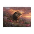 thumbnail image 2 of 63x48in Area Rug Machine Washable Floor Mats Skid-Resistant Backing Carpet for Home Kitchen Bedroom Majestic Powerful Lion, 2 of 7