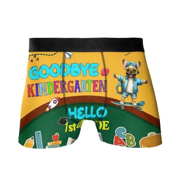 Back to School French Bulldog Goodbye Kindergarten Hello 1st Grade All Over Print Boxer Briefs Underwear for Men Dad Dog Lover Gifts - 02011