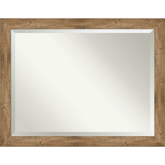 Amanti Art Beveled Wood Bathroom Wall Mirror - Owl Brown Frame Outer Size: 46 x 36 in