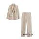 thumbnail image 1 of TRAFZA-traje de oficina Vintage para mujer, Blazer con cuello de pico a rayas y bolsillos de doble botonadura, Pantalones rectos sueltos, conjuntos de moda 2023, 1 of 4