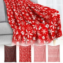 Nkmbld Christmas Fleece Throw Blanket Christmas Elements Printed Flannel Blanket, Surper Soft Warm Cozy Fall Blanket for Couch Sofa Bed
