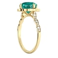 thumbnail image 6 of 1.25 ctw Lab Created Green Emerald Stone Ring with Diamonds 14K Yellow Gold Flower Leaves Halo, 6 of 7