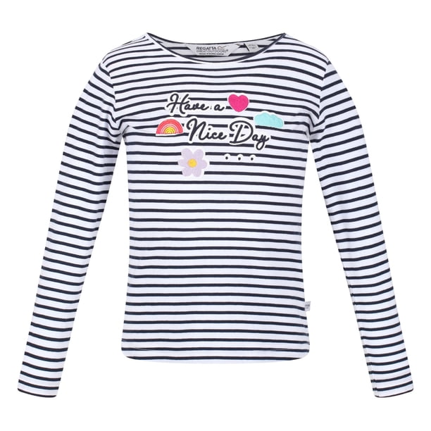 Regatta - Camiseta Clarabee de Rayas de Manga Larga para Niños/Niñas (Marino)