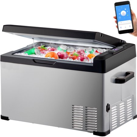 KFFKFF 12v Portable Freezer with Single Zone, Car Refrigerator 32 Qt, 12/24V DC & 110-240V AC Electric Compressor Cooler w/ -4?-68? Cooling Range, for Car Truck Vehicle RV Boat Outdoor & Home use