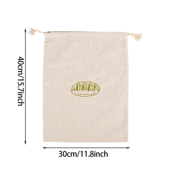 Tainini 1PC Linen Bread Bag Reusable Bread Drawstring Bag Bread Bag