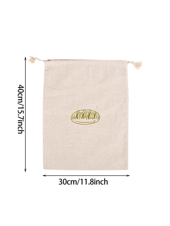 Tainini 1PC Linen Bread Bag Reusable Bread Drawstring Bag Bread Bag