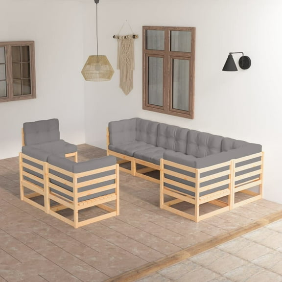 vidaXL Patio Lounge Set Natural Solid pinewood Large Modular