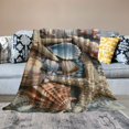 thumbnail image 2 of Chilfamy  Starfish Seashell Blanket,Conch Sea Shell Blanket Coastal Animal Throw Blanket for Bed Chair Retro Rustic Farmhouse Blanket Teal Wooden Striped Fuzzy Blanket Women Men White, 2 of 6
