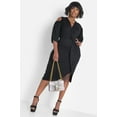 thumbnail image 6 of Rebdolls Womens Plus Size Black V-Neck Bodycon Duster Sleeve Knotted Mini Dress - Large, 6 of 6