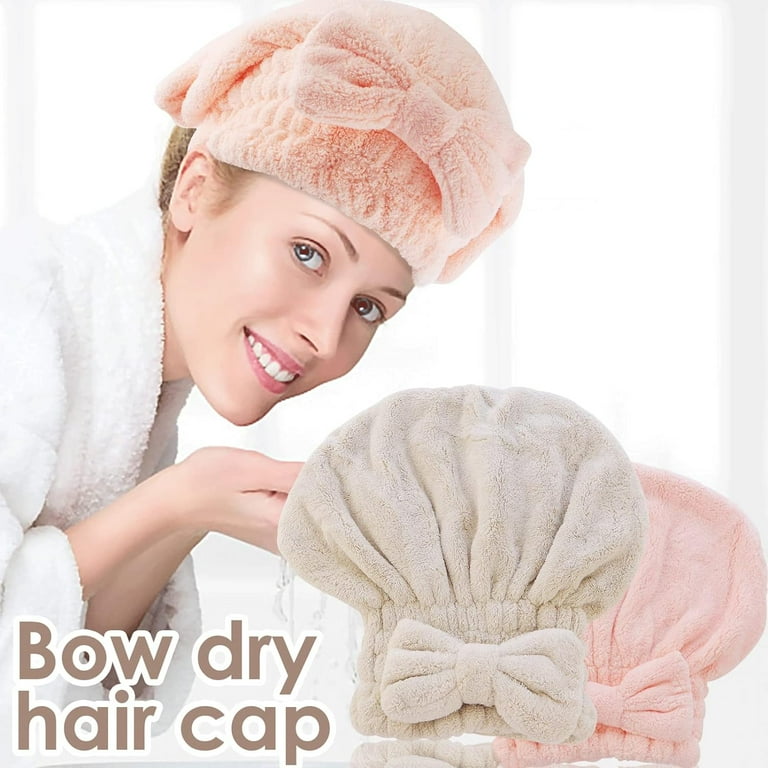 2Pcs Microfiber Hair Drying Caps Hair Drying Towel Super Absorbent Hair Towel Wrap Fast Drying Hair Turban Wrap Towels Soft Quick Drying Hat for Women Long Curly Wet Hair for Shower Spa