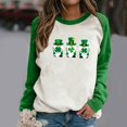 thumbnail image 2 of Camiseta de manga larga con cuello redondo para mujer, informal, con estampado de costuras Pompotops  gfhjh20187, 2 of 4