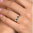 thumbnail image 4 of Gem Stone King 18K Rose Gold Plated Silver Sky Blue Aquamarine and Blue Diamond Wedding-Bands Ring for Women | 0.81 Cttw | Round 3.5MM | Gemstone March Birthstone | Size 7, 4 of 6