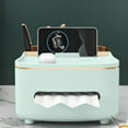 thumbnail image 5 of Tissue Box Organizer | Multipurpose Plastic Storage Remote Control Holder | Upscale Living Room Office | Multiple Compartments | Space Saving Design | Green White | 21.5x15.5x12.5cm | 1pc, 5 of 6