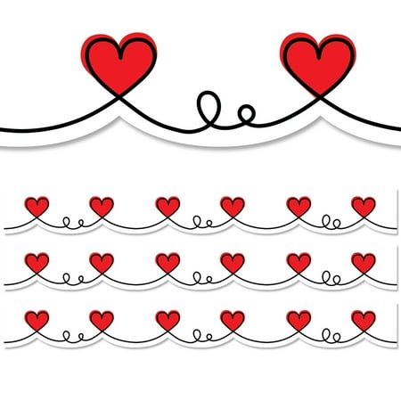 UPC: 0194629116959 | Creative Teaching Press EZ Border Paper Doodle Hearts Classroom Border  72 Pieces