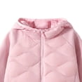 thumbnail image 3 of Luvrsol Girls Quilted Hooded Jacket, Zip‑Up Mixed Fabric Warm Casual Outerwear for Kids 110-170, 3 of 4
