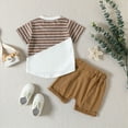 thumbnail image 4 of TOWED22 Toddler Baby Boy Summer Outfit Funny Letter T-Shirts Top Shorts Set Infant Boy Summer Clothes 6 12 18 Months 2T 3T(Brown,18-24 Months), 4 of 9