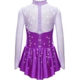 thumbnail image 3 of TSSOE Kids Girls Figure Skating Gymnastics Dance Dress Competition Performance Long Sleeve Mesh Patchwork Leotard Purple 8, 3 of 7