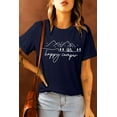 thumbnail image 1 of ABPHQTO Camiseta gráfica con estampado de letras Happy Camper casual azul para mujer, 1 of 5