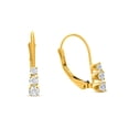 thumbnail image 2 of Pompeii 1/4Ct TW Three Stone Diamond Leverback Hoops Women's Earrings 14k Gold 1/2" Tall, 2 of 4