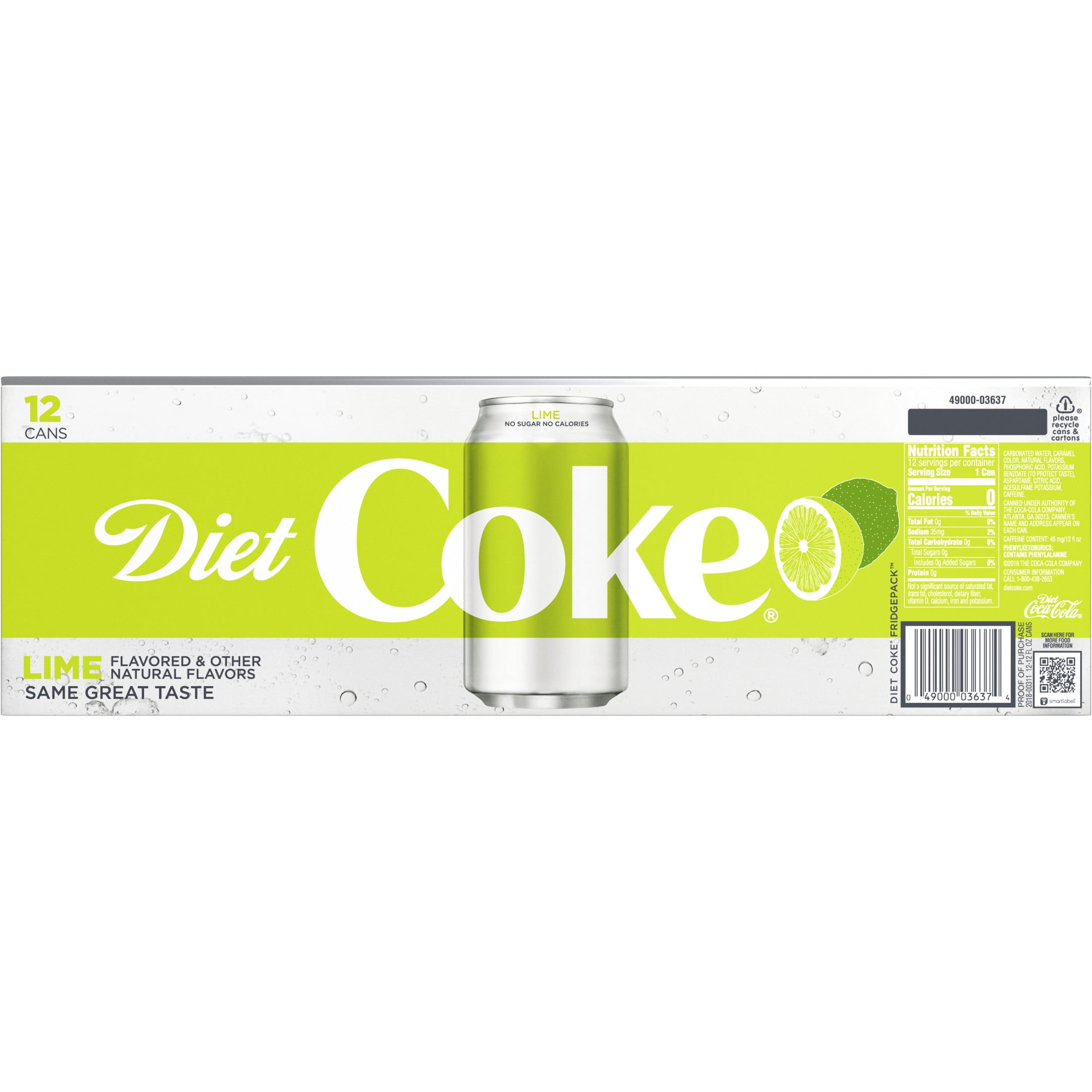 Diet Coke with Lime Soft Drink, 12 fl oz, 12 Pack