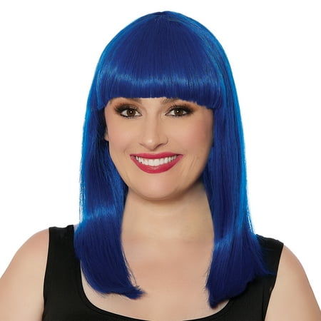 Halloween Royal Blue Long Bob Costume Wig, for Adults, by Way To Celebrate
