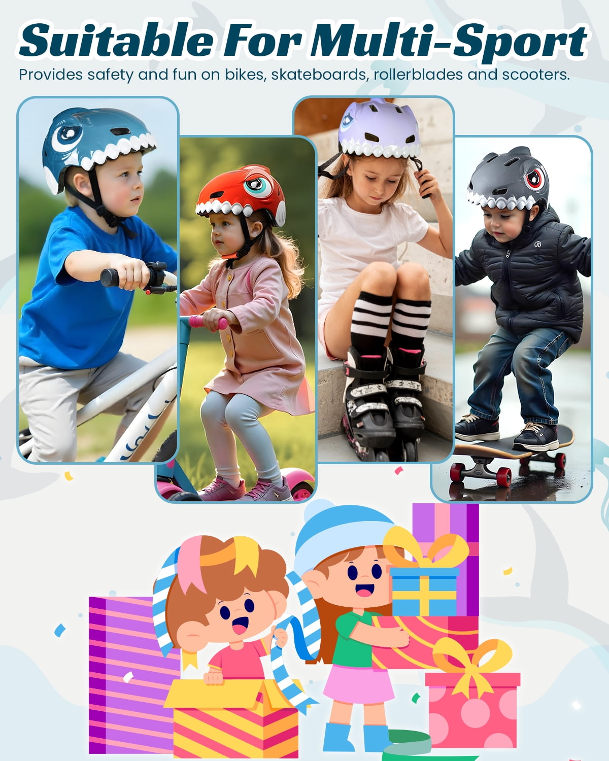FUNWICT Bike Helmet for Kids 3-8 Years Boys Girls Breathable Lightweight Children Bicycle Helmet for Toddler Cycling Skating Scooter Skateboard