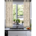 thumbnail image 2 of Japanese Sheer Curtains 39 Inch Length 2 Panels Set for Living Room/Bedroom, Beige Farmhouse Retro Floral Leaf Pattern Kitchen Curtains Grommet Semi-Sheer Curtains Window Treatments 27.5"x39"x2, 2 of 7