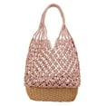 thumbnail image 3 of Bolso de paja de algodón, bolso de mano, bolso de mano para mujer , Rosado Salvador bolsos de hombro de paja para mujer, 3 of 7