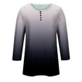 thumbnail image 5 of Htigea Women's Crew Neck 3/4 Sleeve Shirts Gradient Color Henley T-Shirt Button Down Pullover Tunic Top Black,L, 5 of 5