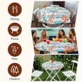 thumbnail image 6 of Coastal Coral Round Tablecloth 36-44 Inch Round Fitted Table Cloth with Elastic Edge, Summer Beach Starfish Teal Blue Woode Waterproof Table Cover Protector for Outdoor Picnic Party Dining, 6 of 6
