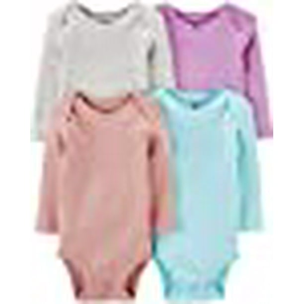 Carter s Baby Girls 4 Pack Long Sleeve Bodysuit Solid Preemie
