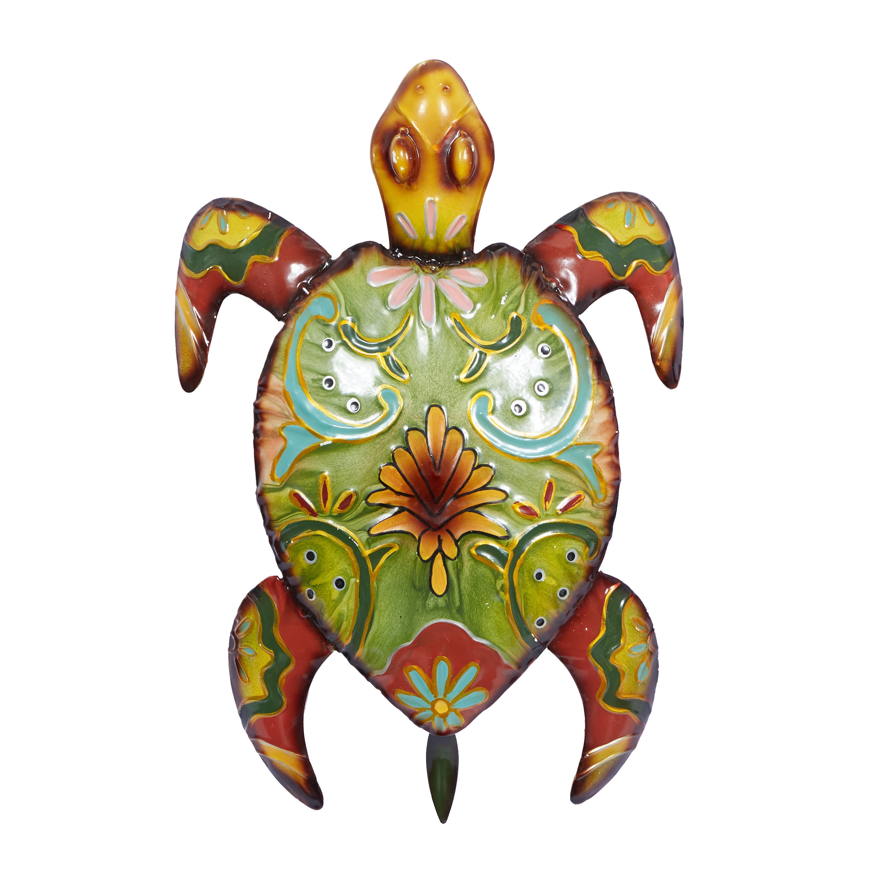 DecMode Multi Colored Metal Indoor Outdoor Turtle Wall Decor