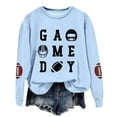 thumbnail image 5 of TrendOFT Game Day Sweatshirts for Women Cute Football Graphic Pullover Shirt Football Season Long Sleeve Tops Sky Blue S, 5 of 6