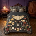 thumbnail image 3 of Homewish Boho Moth Twin Bedding, Hippie Flower Mushroom Bedding Comforter Set, Black Reversible 7-Piece, 3 of 7