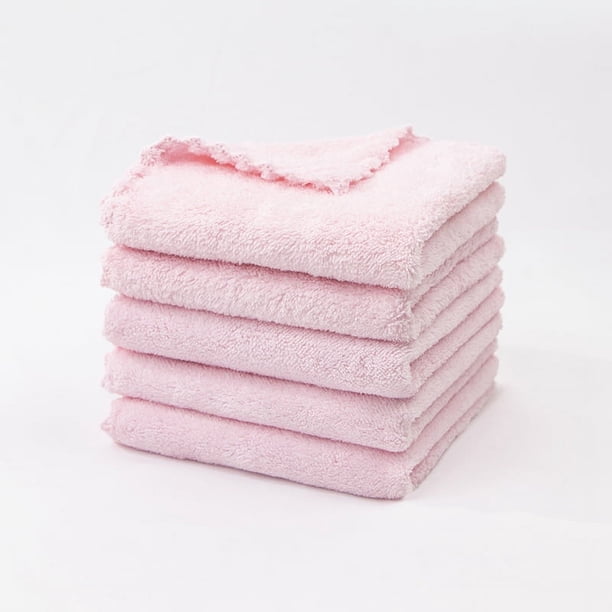 Nvzi 10 paños de cocina reutilizables sin olor, paños de limpieza de vellón coral súper absorbentes de 9,84 x 9,84 pulgadas (rosa claro)